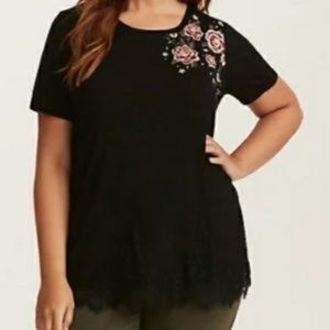Torrid Super Soft Embroidered Lace Hem Tunic Top Sz 5X
